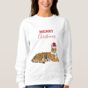 Weihnachten Tiger Funny Animes mit Weihnachtsmannm Sweatshirt