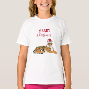 Weihnachten Tiger Funny Animes mit Weihnachtsmannm T-Shirt