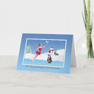 Weihnachten, Tochter, Ballerina, Winter, Schnee Feiertagskarte