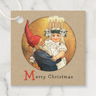 Weihnachten Tomte und süße kleine Lucia Mädchen CC Geschenkanhänger