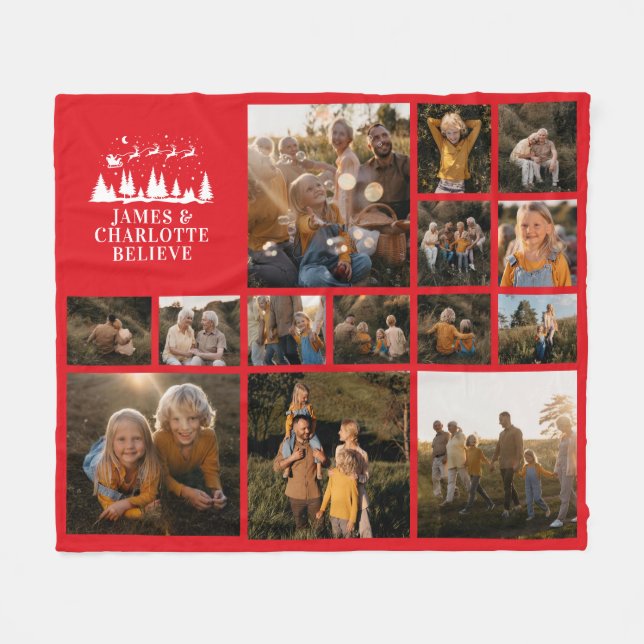 Weihnachten Traditionelles Foto Collage Fleecedecke (Vorderseite (Horizontal))