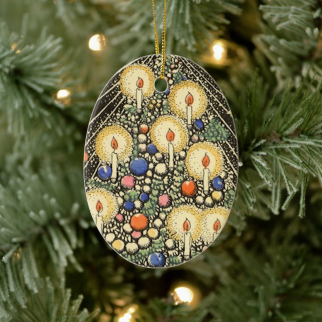 Weihnachten, Tree mit Kerzen und ein Star Keramikornament (Baum)