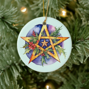 Weihnachten Tree Winter Solstice Holly Wicca Penta Keramik Ornament