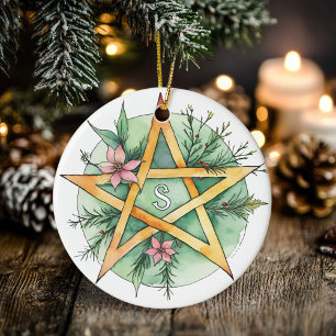 Weihnachten Tree Winter Solstice Monogram Wicca Pe Keramik Ornament