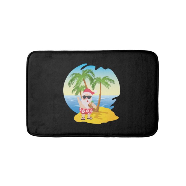 Weihnachten Tropical Beach Funny Santa Claus Badematte (Vorderseite)