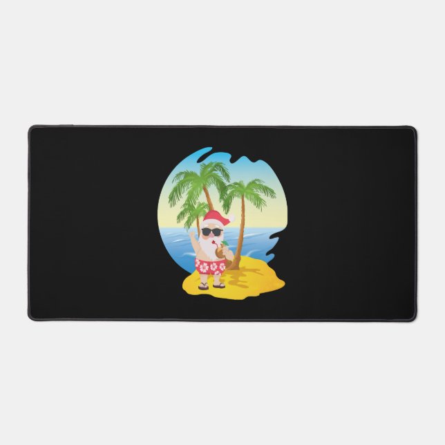 Weihnachten Tropical Beach Funny Santa Claus Schreibtischunterlage (Vorderseite)