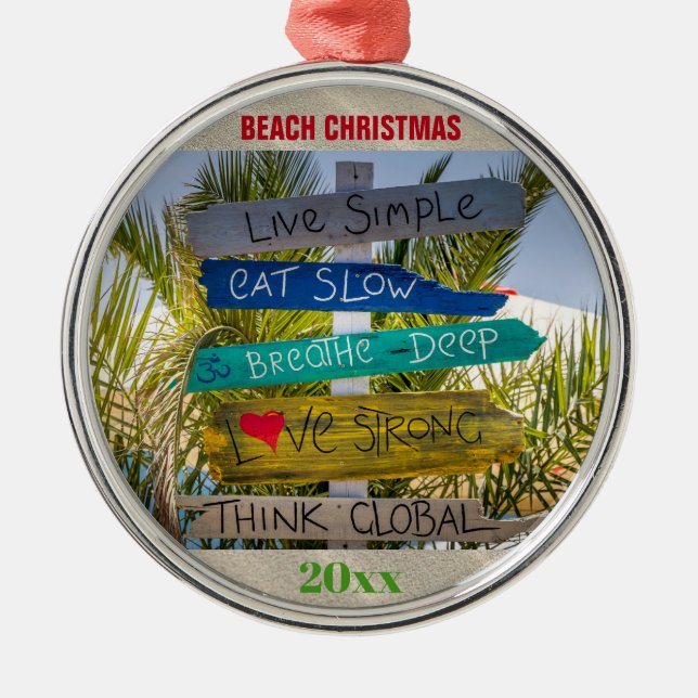 Weihnachten Tropical Beach Inspiration Ornament Aus Metall (Vorne)