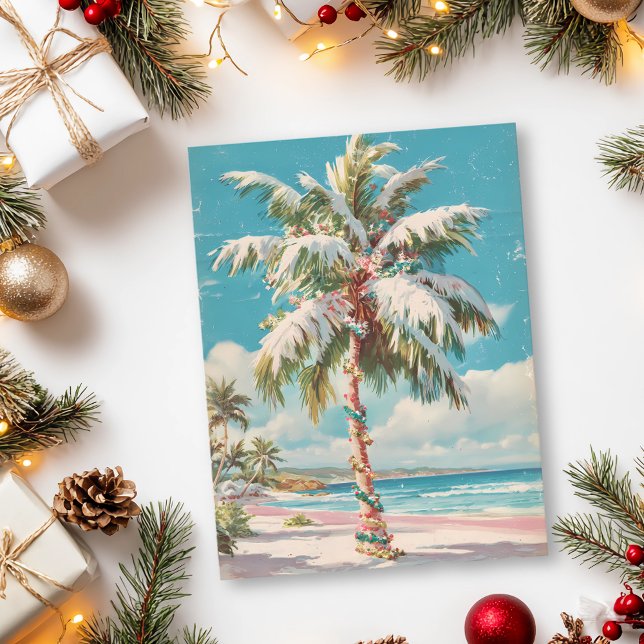 Weihnachten Tropical Beach Palm Tree Postkarte (Von Creator hochgeladen)