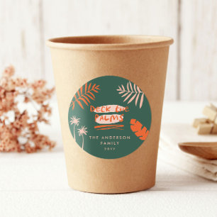 Weihnachten tropisch modern minimalistisch bunt runder aufkleber