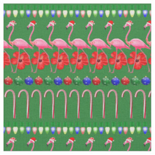 Weihnachten Tropisches Pink Flamingos am Feiertag Stoff