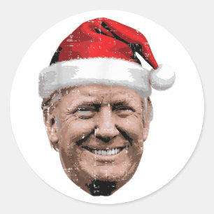 Weihnachten Trump Gesicht Santa Lustiger Xmas Meme Runder Aufkleber