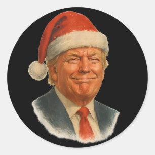 Weihnachten Trump Gesicht Santa Lustiger Xmas Meme Runder Aufkleber