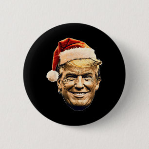 Weihnachten Trump Gesicht Santa Lustiges Xmas Meme Button