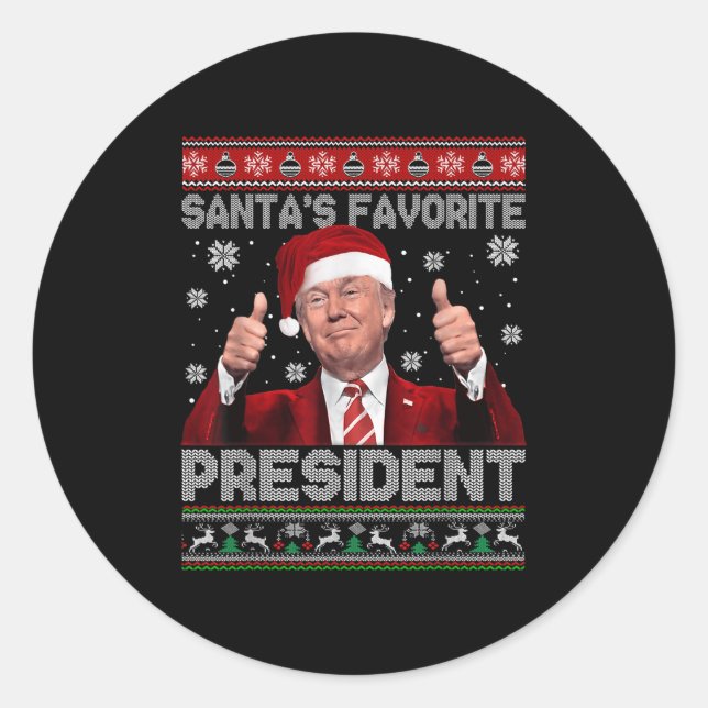 Weihnachten Trumps Lieblingspräsident Xmas Ug Runder Aufkleber (Vorderseite)