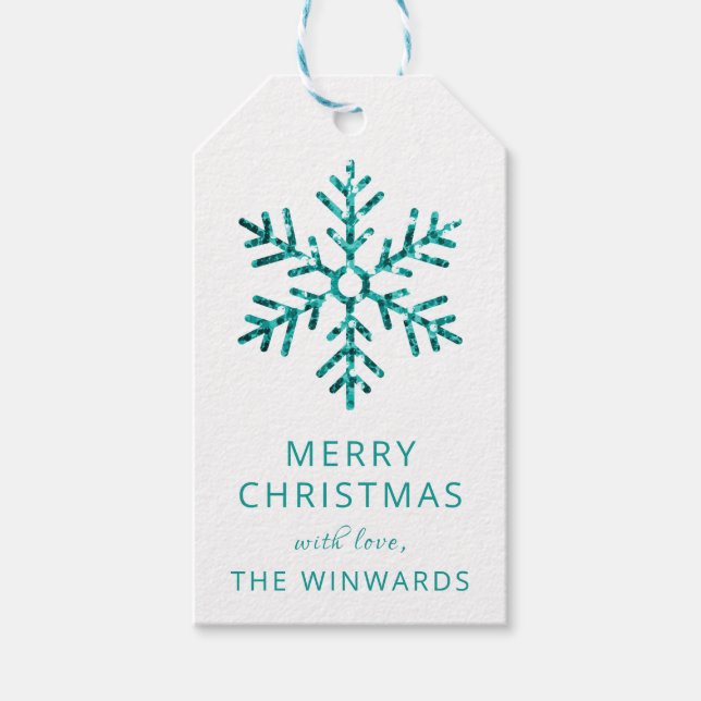 Weihnachten Türkischer Glitzer Schneeflocke Geschenkanhänger (Vorderseite)