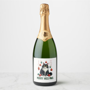Weihnachten Tuxedo Katze mit Feiertagsdekorationen