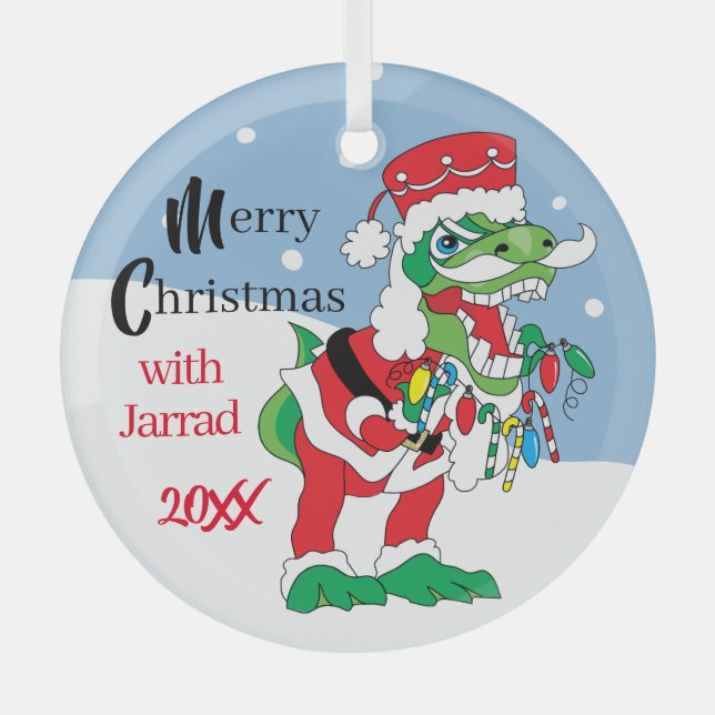 Weihnachten TySantaSauras Ornament Aus Glas (Vorderseite)