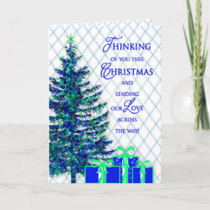Weihnachten, über die Meilen, Blau/Baum, Geschenke Feiertagskarte
