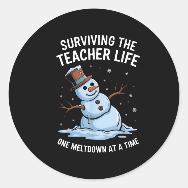 Weihnachten Überleben Lehrer Leben Meltdown Xmas W Runder Aufkleber (Vorderseite)