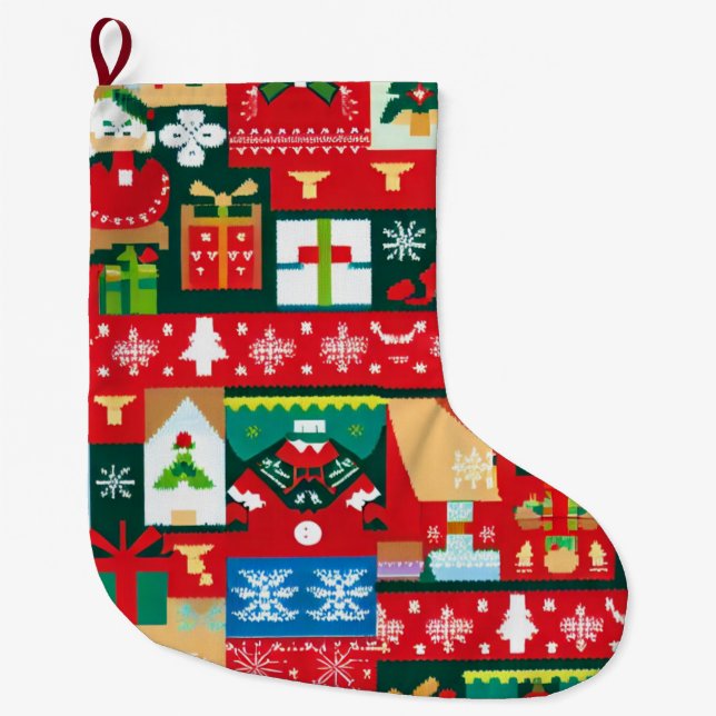 Weihnachten Ugly Sweater 1 Großer Weihnachtsstrumpf (Vorderseite)
