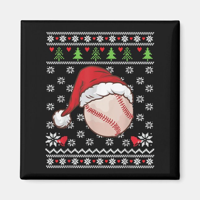 Weihnachten Ugly Sweater Style Baseball Xmas Merry Magnet (Vorne)