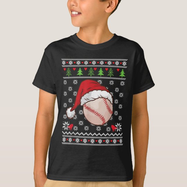 Weihnachten Ugly Sweater Style Baseball Xmas Merry T-Shirt (Vorderseite)