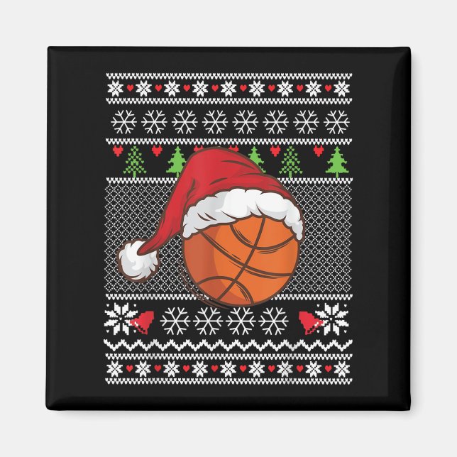 Weihnachten Ugly Sweater Style Basketball Xmas fro Magnet (Vorne)
