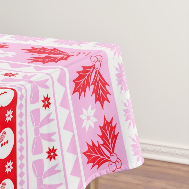 Weihnachten Ugor Sweater Strick Muster in Rosa und Tischdecke (Beispiel)