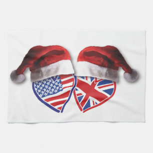 Weihnachten UK USA Patriotic Heats Küchentuch