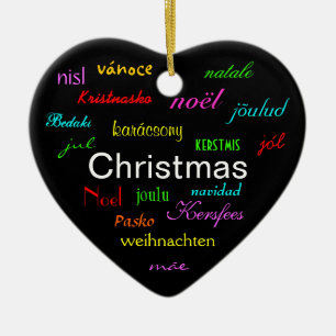 Weihnachten um die Welt in Schwarz III Keramik Ornament