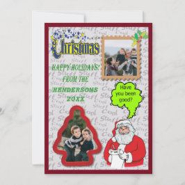 Weihnachten und Baum Zwei Fotos Urlaub hinzufügen Einladung