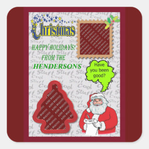 Weihnachten und Bäume Fotos hinzufügen Quadratischer Aufkleber