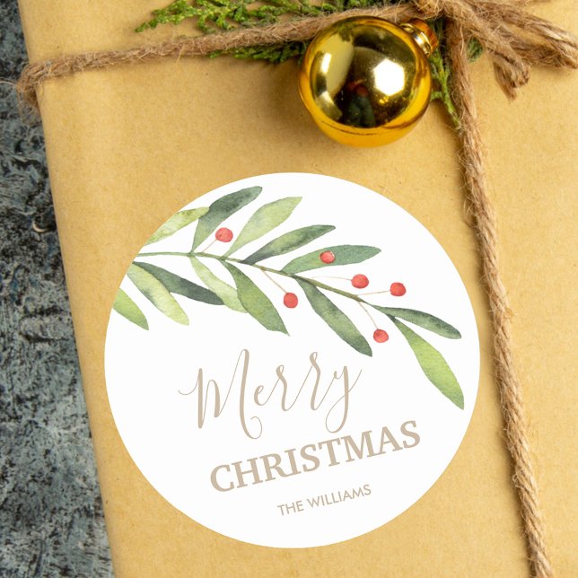 Weihnachten und Berries Runder Aufkleber (Von Creator hochgeladen)