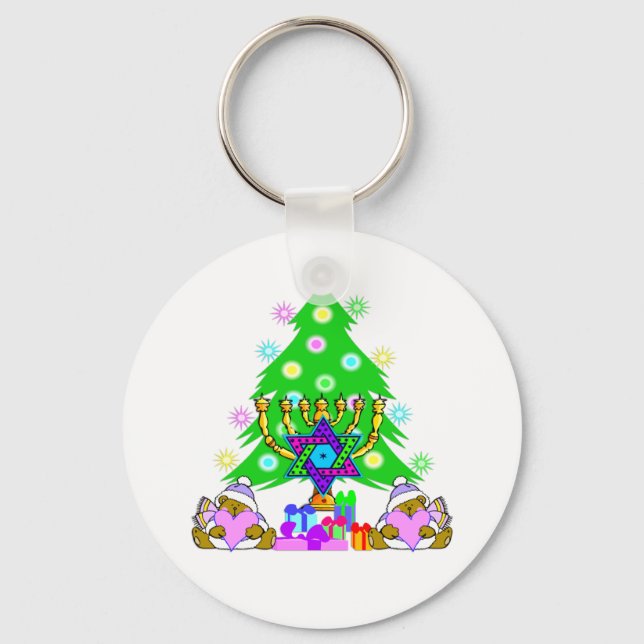 Weihnachten und Chanukah Holiday Schlüsselanhänger (Vorderseite)