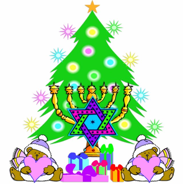 Weihnachten und Chanukah zusammen Fotoskulptur Ornament (Vorne)