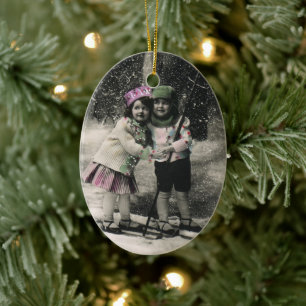 Weihnachten und die besten Freunde des Skis Keramik Ornament