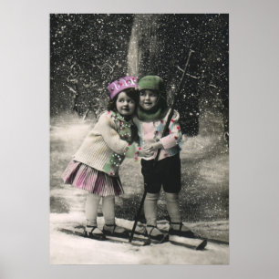 Weihnachten und die besten Freunde des Skis Poster