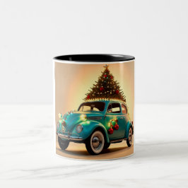 Weihnachten und ein Oldtimer Zweifarbige Tasse