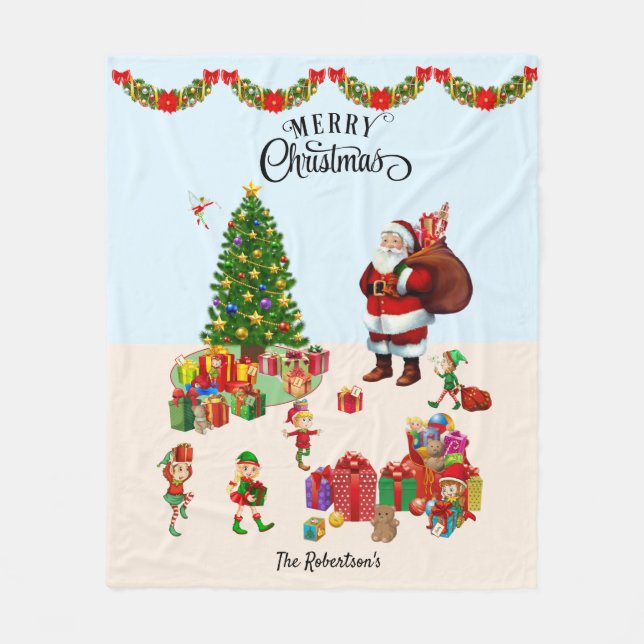 Weihnachten und Elfen mit Geschenkartikeln Fleecedecke (Vorderseite)