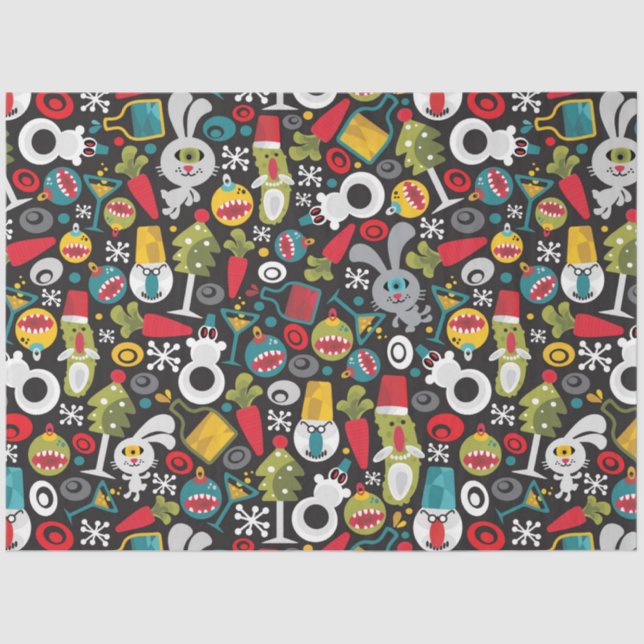 Weihnachten und glückliches Neues Jahr Seidenpapier (Vorderseite)