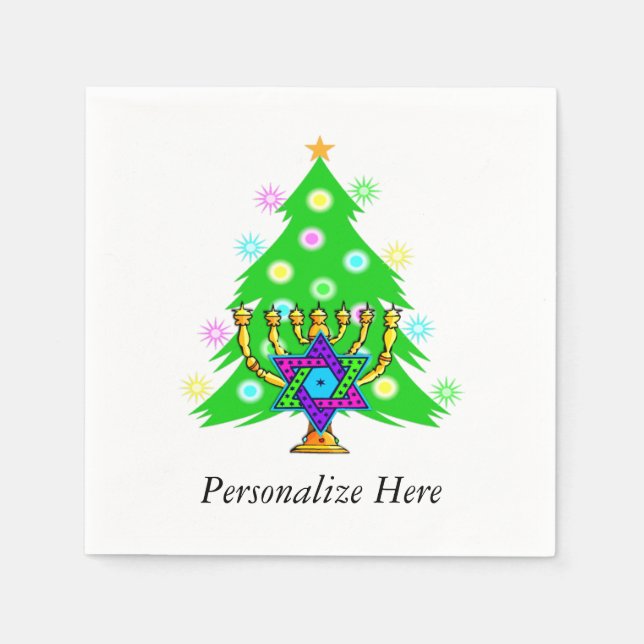 Weihnachten und Hanukka Serviette (Vorderseite)