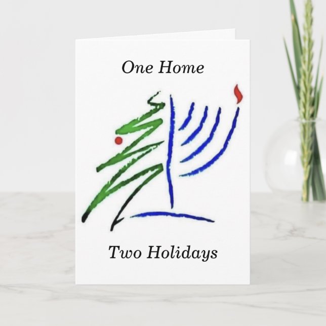 Weihnachten und Hanukkah Together Holiday Card (Vorderseite)