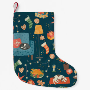 Weihnachten und Happy New Year nahtlos Muster. Swe Kleiner Weihnachtsstrumpf
