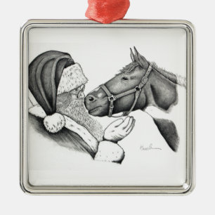 Weihnachten und Heiliges Pferd Silbernes Ornament
