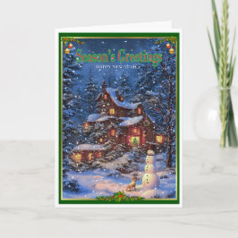 Weihnachten und Hund und Schneemann Karte