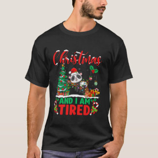 Weihnachten und ich bin müde Panda Weihnachtsmannm T-Shirt