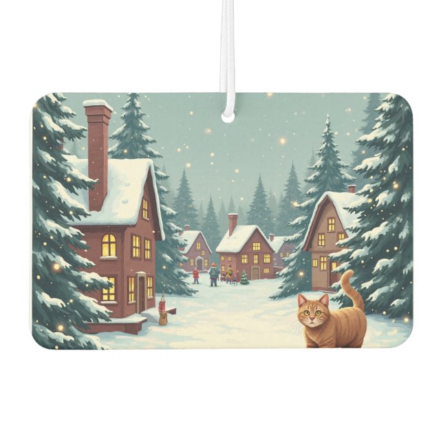 Weihnachten und Katzen Autolufterfrischer (Vorderseite)