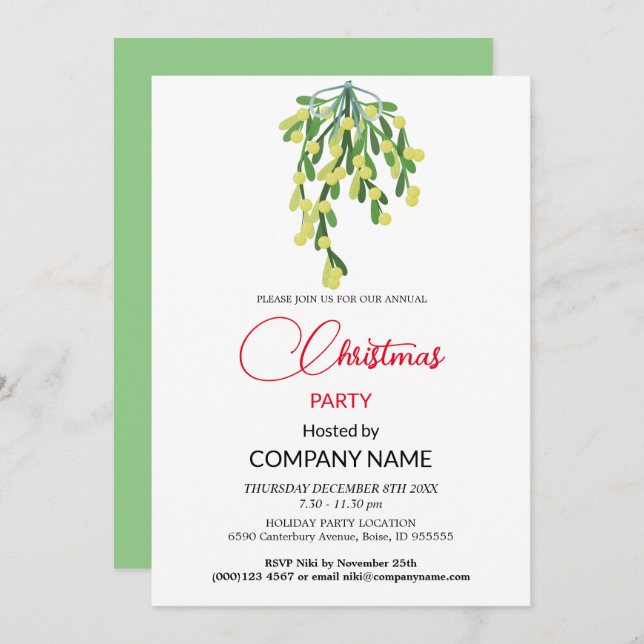 Weihnachten- und Mistletodekorationen Einladung (Vorne/Hinten)