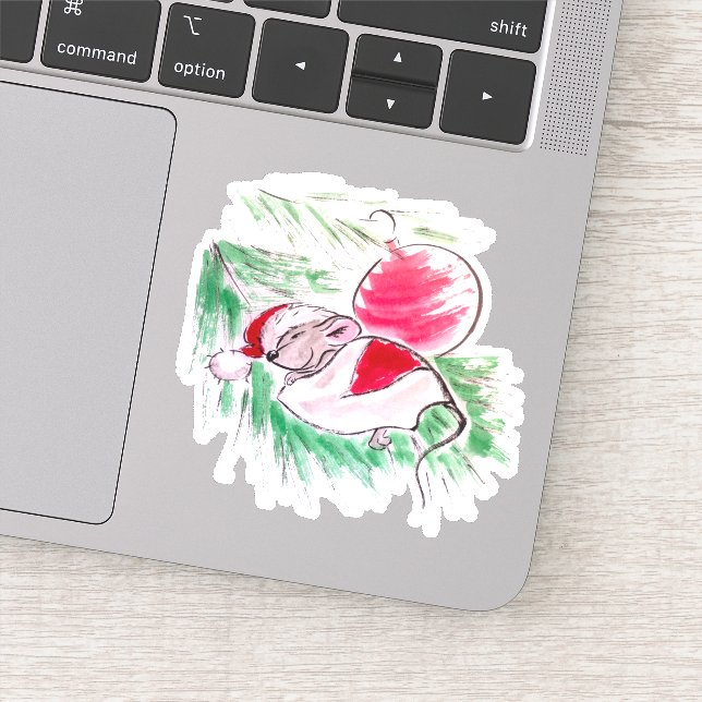 Weihnachten und Neues Jahr schlafend kleine Maus Aufkleber (Detail)