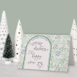 Weihnachten und Neujahr Kalligrafie Wintergrün<br><div class="desc">Fröhliche Weihnachten und Happy New Year elegante typografische gefaltete Karte. Das Design umfasst handgeschriebene Skriptkalligraphie und ein Muster von Wintergrün und Beeren. Der Text im Inneren ist leicht zu personalisieren,  oder Sie können ihn natürlich frei verlassen,  um ihn bei der Ankunft handschriftlich.</div>